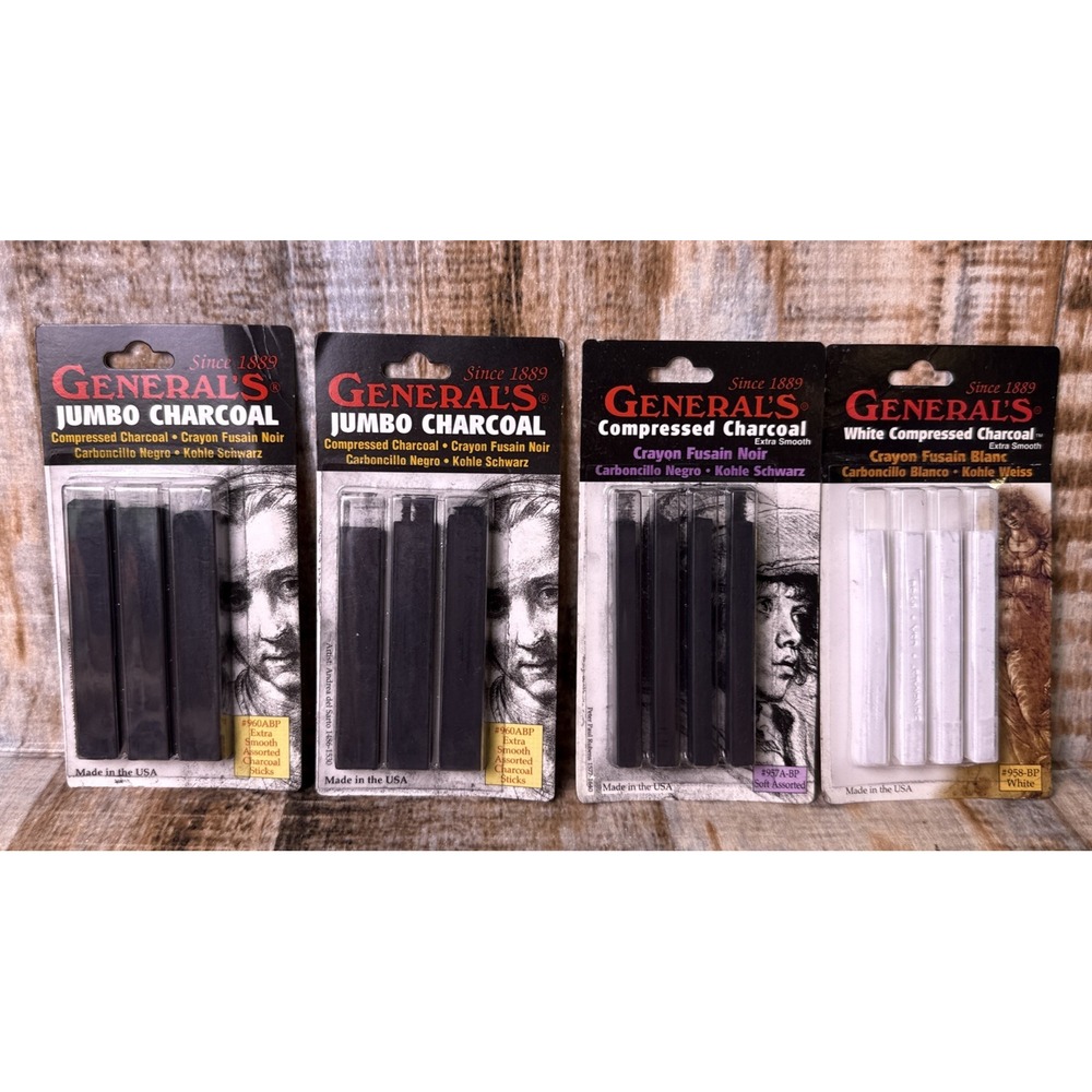 2 General Pencil 960ABP Generals Jumbo Charcoal/#957A-BP/#958-BP White